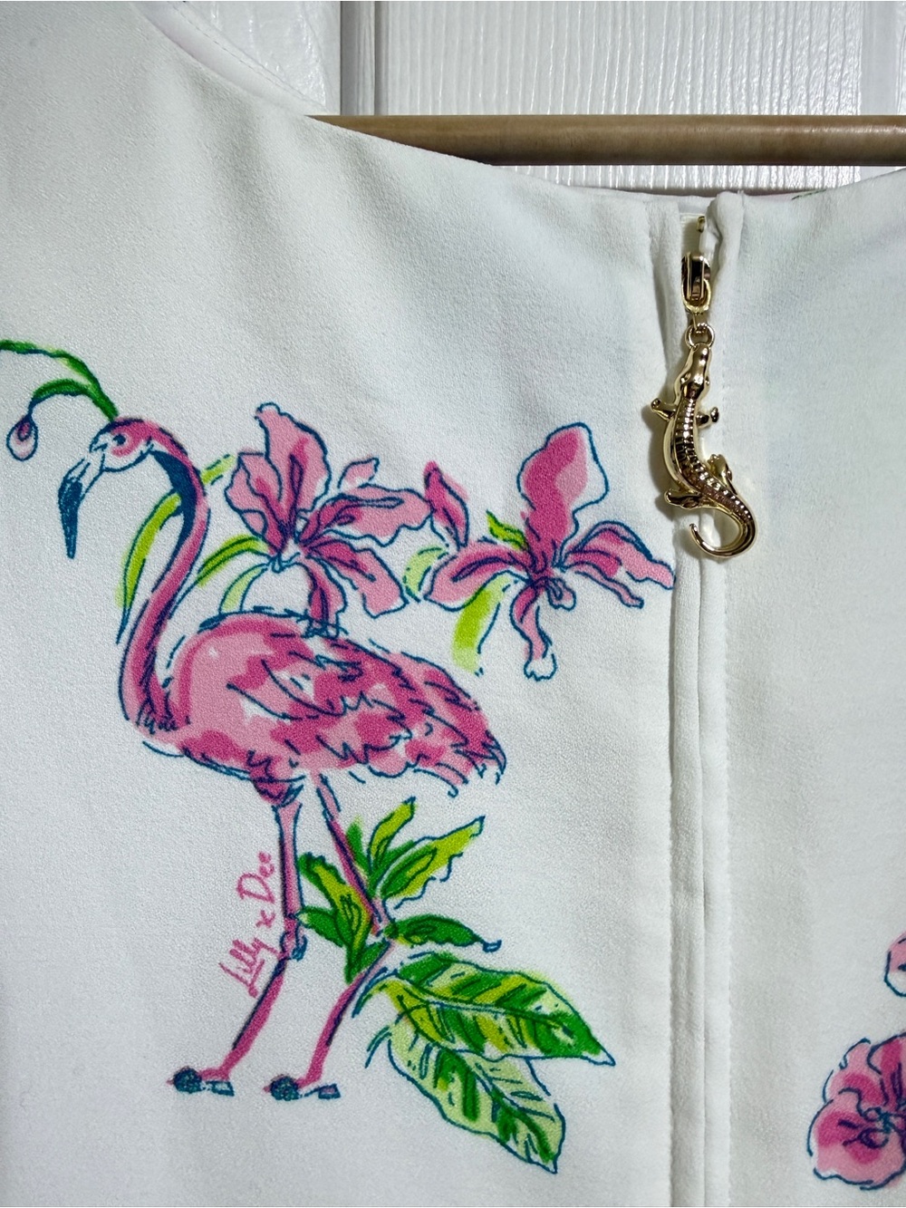 NWT Lilly Pulitzer Margaux 3/4 sleeve white pink flamingo beach palm dress 16 - Picture 8 of 10